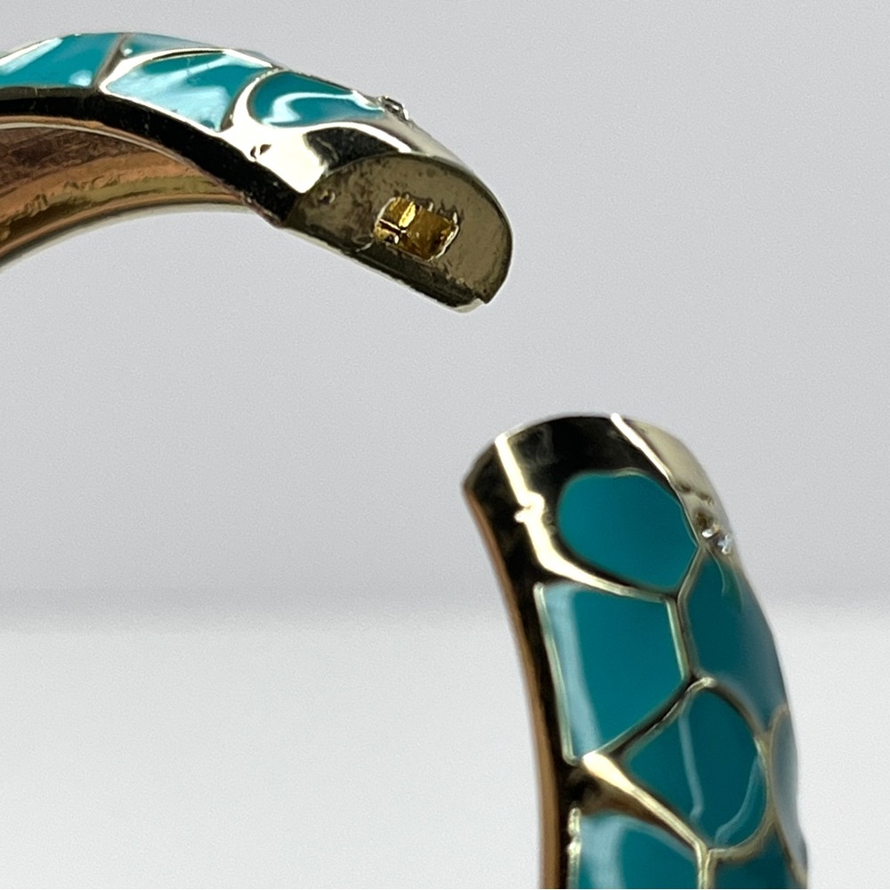 Tommy Bahama B28439 Blue Enamel Bangle Bracelet Curacao Moroccan Tile Gems Gold - Picture 10 of 13